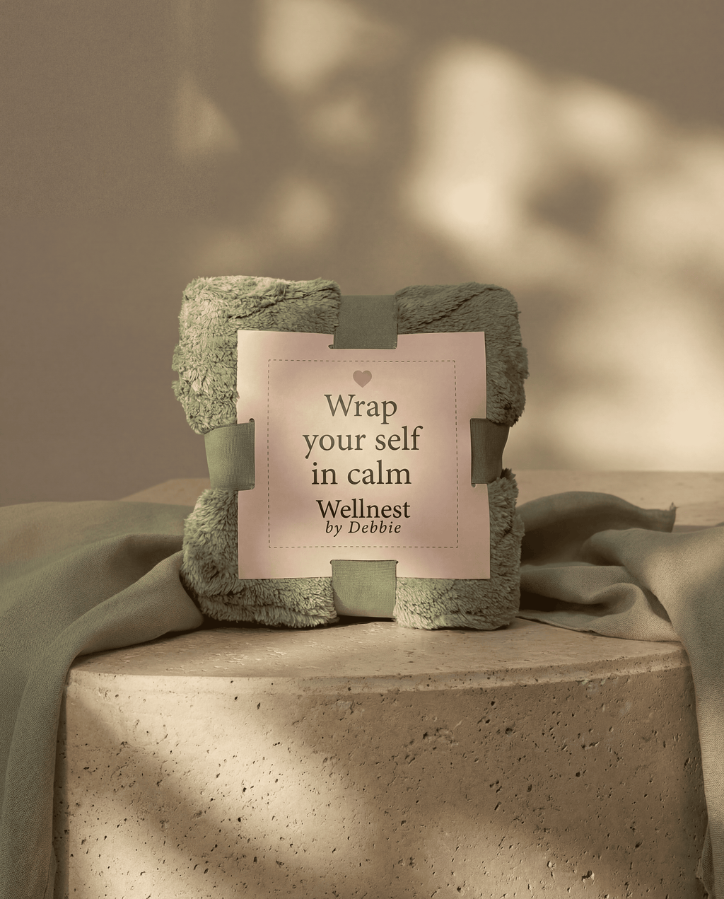 Soft neutral comfort blanket from Calm Edition - wrap yourself in calm alternative to flowers Ireland
