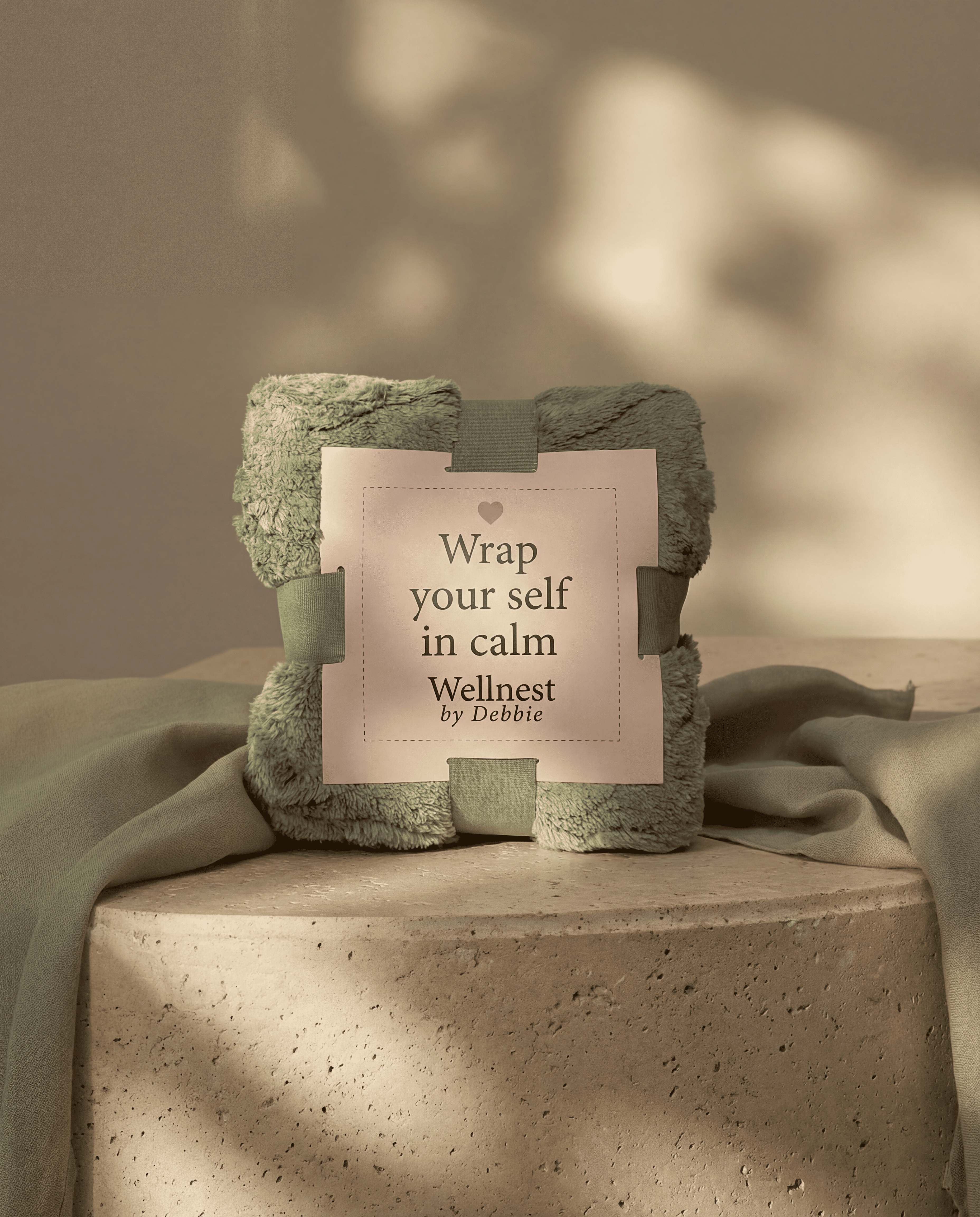 Soft neutral comfort blanket from Calm Edition - wrap yourself in calm alternative to flowers Ireland