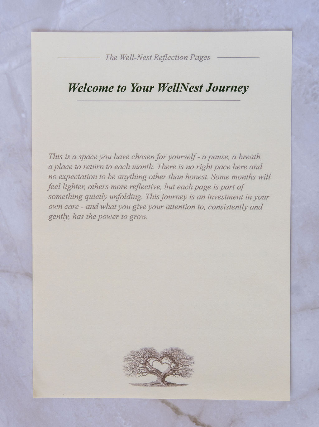 Month 1 New Beginnings - Well-Nest Reflection Pages welcome letter